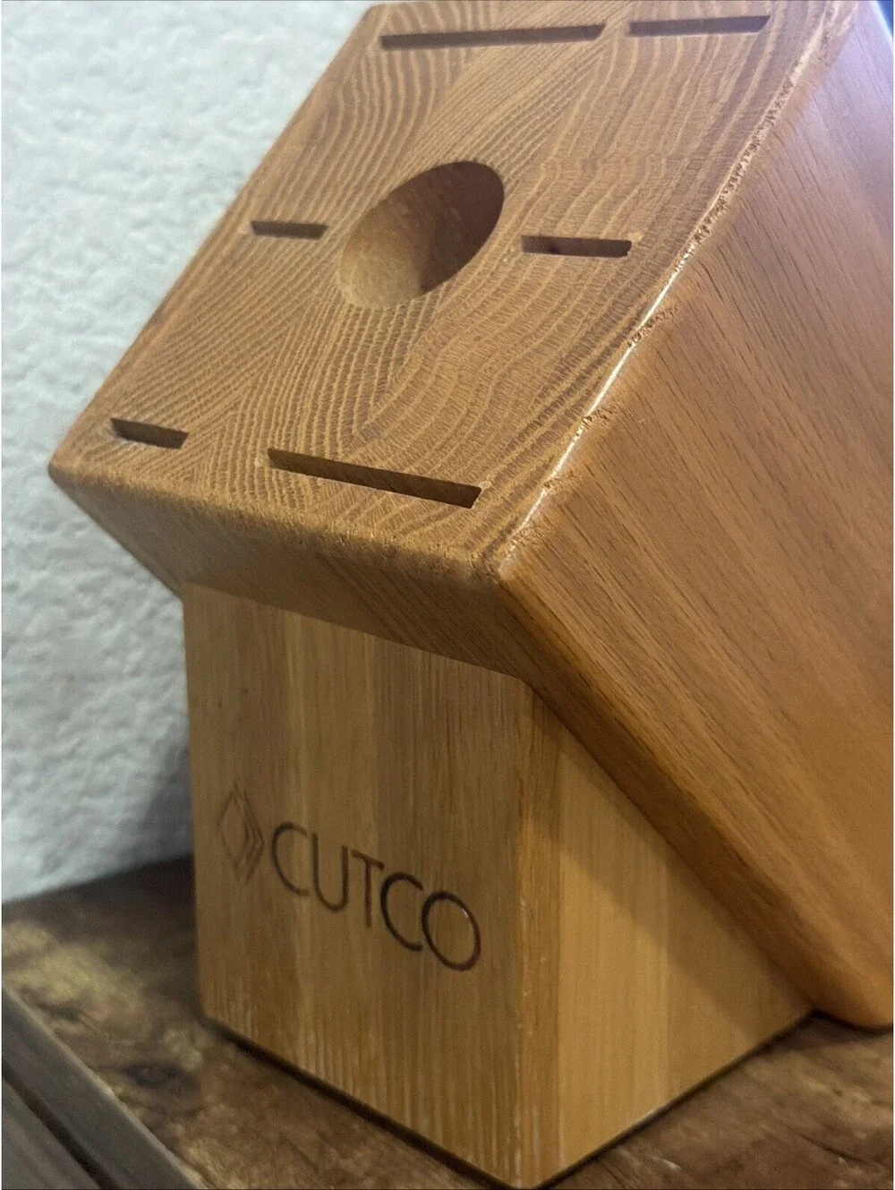 Cutco - 1743 Honey Oak - 7 Slot Wood KNIFE BLOCK ONLY for Galley Set